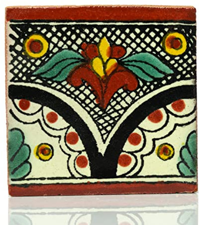 Generisch Fliese 5 x 5 cm Keramikfliese bunt handgemacht aus Mexiko - Mosaikfliese Dekorfliese Fair Trade Jardin Azul (Arcos)