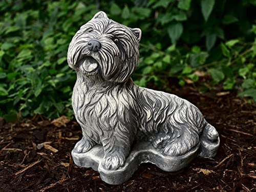 OLOMA Sorridente scultura westie divertente ornamento westie adorabile statuetta di westie statua di cane in calcestruzzo figura di cane personalizzata decorazione per cani Cemento memoriale per