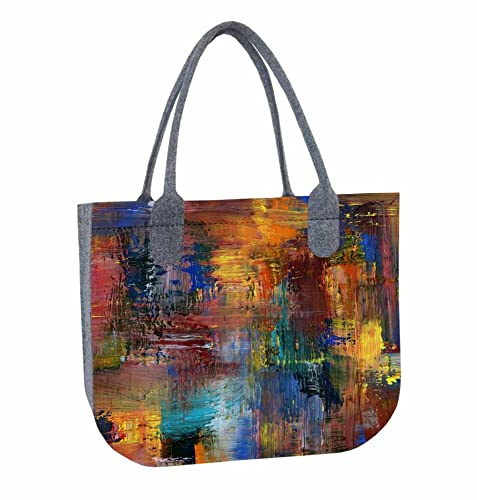 Bertoni Einkaufstasche LADY XL mit Aufdruck Caracas - Praktische und leichte Tragetasche mit Reißverschluss - Für das Format A4 - Filztasche, Dameneinkaufstasche, Einkaufsbeutel