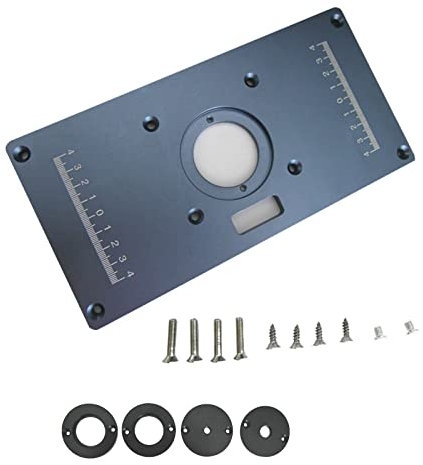 UZSPAC Aluminium Frästisch EinlegeplattePlatte 235mm*120mm*7.5mm für Holzbearbeitung Bänke Router Platte Holz Werkzeuge Fräsen Trimmen Maschine mit 4 Ringen