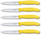Victorinox Swiss Classic, 5 coltelli da verdura, 10 cm, senza bordo seghettato, colore: giallo