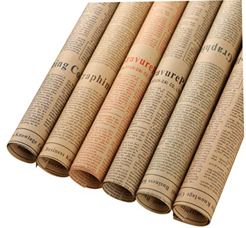 STOBOK 50blätter Vintage Kraftpapier Blumenverpackung Retro Zeitungspapier Für Bastelprojekte Und Kreative Dekoration Für Hochzeiten Und Anlässe