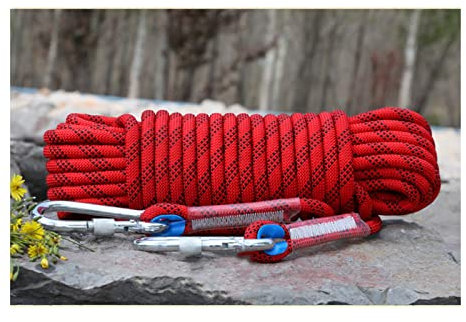 Climbing Rope 12mm Static Climbing Rope 30m(98ft) 60m(197ft) 120m(394ft) 200m(656ft) Outdoor Rock Climbing Rope Escape Rope Rappelling Rope Fire Rescue Parachute Rope (Color : Red, Size : 12mm x 30m