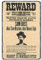 Wanted Poster Vintage Metallschild Wild West Wanted Belohnung Wanddekoration für Bar Bauernhaus Kaffee Poster Plakat Dekorativ 20 x 30 cm