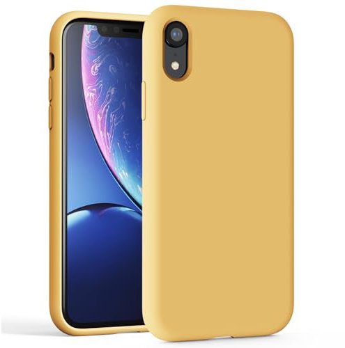 TAXXOE Silicone Case Compatible with iPhone XR Case Soft Ultra Slim Protective Shockproof Liquid Silicone Phone Case, Anti-Scratch Microfiber Lining, 6.1 Yellow