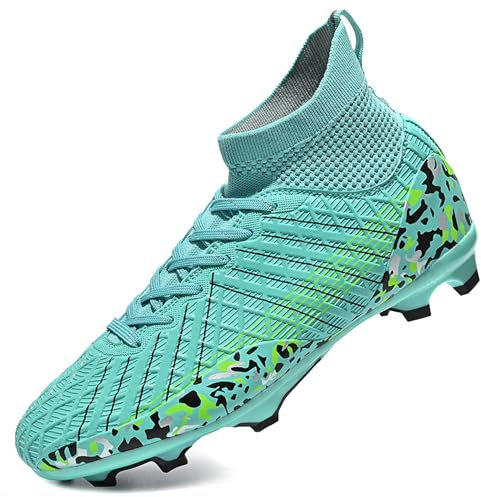 BOTEMAN Football Boots Men's Outdoor Football Shoes Professional Athletics Astro Turf Trainers Teens High Top Spikes Soccer Shoes Green