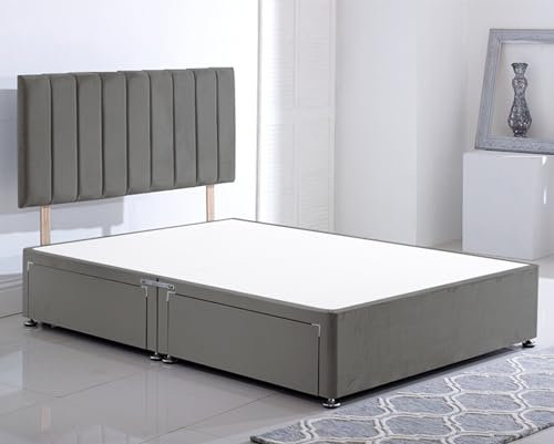 ComfoRest - Sophisticated 4FT6 Double Bed Base with 2 Drawers | Practical Frame for Everyday Essentials | Durable Design for Organised and Contemporary Spaces (Grey Plush)
