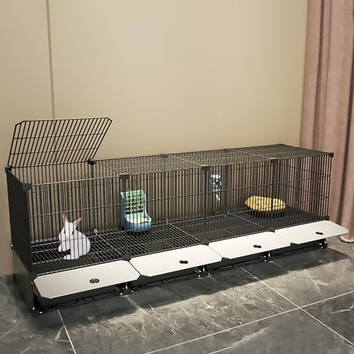 Vollständig Dichter Kaninchenkäfig aus Eisengeflecht, Kaninchenstall, Extra Großer Haustierlaufstall für Meerschweinchen und Hamster (Size : 144 x 37 x 55 cm)