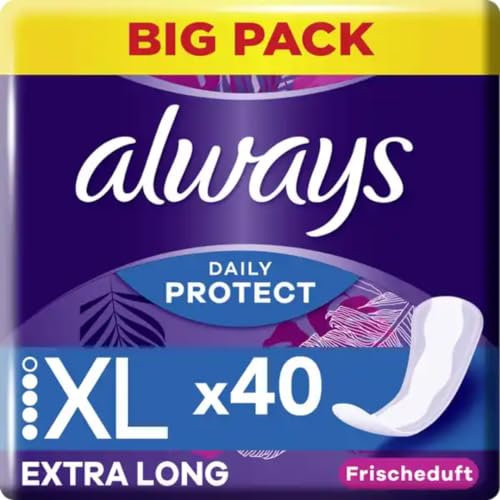 Daily Protect Slipeinlagen Extra Long mit Frischeduft Big Pack Binden Damenbinden Pads 40 STÜCK