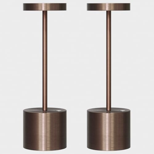 WARMLIGHT 2 Pack Cordless Table Lamp Rechargeable Outdoor Waterproof Portable Battery Operated LED Small Table Light - for Home Restaurant Desk Bar Patio Kitchen Dinning Party (Brown)