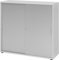 bümö Schiebetürenschrank 3OH - Aktenschrank abschließbar, Sideboard Schrank mit Schiebetüren in Grau/Silber, Bügelgriff - Büroschrank aus Holz mit Schiebetür, Büro Kommode für Ordner & Co.