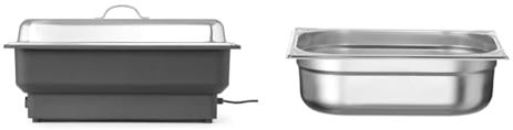 HENDI Chafing Dish Tellano, Speisenwärmer, Buffetwärmer & Gastronormbehälter, Temperaturbeständig von -40° bis 300°C, 9L, Edelstahl, Polypropylen