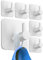 4smile Self Adhesive Hooks - Set of 6, White - Waterproof Sticky Hooks, Bathroom Towel Rail, Tea Towel Holder, Hanger Stick on for Heavy Duty