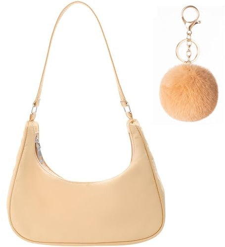 Umhängetasche Damen Handtasche, Handtasche Damen Klein, 90s Women's Shoulder Bag, Handtasche Vintage Nylon, Y2K Fashion Handtaschen für Frauen Dating, Reisen, Einkaufe (Gelb)