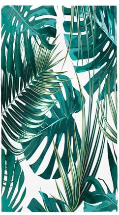 Surwin Strandhandtuch Mikrofaser, Strandtuch Sommer Strandtücher Schnelltrocknend Sandfreie Saugfähig Handtücher Handtuch für Reise Strand Schwimmen Sauna -Pflanzen (80x160cm,Monstera)