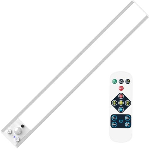 ENUOTEK Akku LED Unterschrank Küche Lampe Dimmbar mit Fernbedienung und Magnet, Dauerlichtmodus oder Bewegungsmelder Lichtmodus, 3er Einstellbare Beleuchtung Farben 6500K- 4000K- 3000K