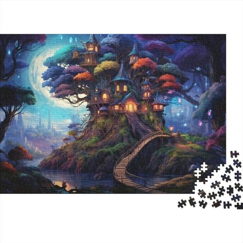 Puzzle für Erwachsene und Kinder, Fantasie-Farbe, Baumhaus, 1000 Teile, Puzzle für Erwachsene, Holzpuzzle für Erwachsene und Kinder, Lernspielzeug, 50 x 75 cm