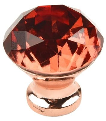 LEQUXXNR Türknauf mit Strasssteinen in Roségold, for Schrank, Schublade, Kleiderschrank, Ziehgriff, Einzelloch, 30 mm, Möbelbeschlag mit Schraube