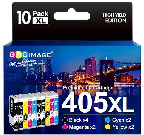 GPC IMAGE 405XL Multipack Kompatible für Epson 405 405XL Schwarz 405 XL für Epson WF 4820 Druckerpatronen WF-4820DWF WF-3820 WF-3820DWF WF-4825 WF-4830 WF-4830DTWF WF-3825 WF-7840 WF-7830 (10er-Pack)
