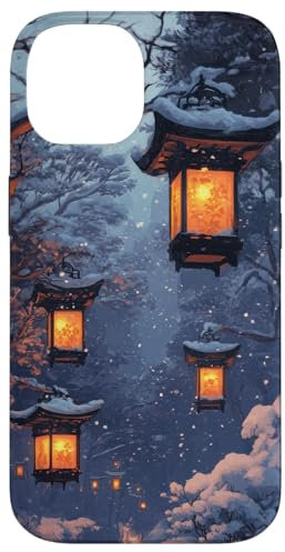 iPhone 14 Lanterns Lighting Up Snowy Night Snowy forest Case
