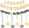 Girlande Geburtstag 50. Mädchen Junge - 42 Stücke Geburtstagsdeko Banner, Schwarz Gold Dekorationen Spiralen Hängedeko Happy Birthday Hängende für Kinder Party (Schwarz Gold 50)