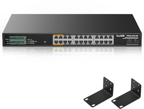 24 Port 2.5Gb PoE+ Managed Ethernet Network Switch 24 PoE+ Port @500W | PoE++ Port 1-4 Up to 90W Each | 2 x 10G SFP+ | IEEE 802.3bt/ at/ af | 160G Bandwidth | Metal Internet Switch | 19In Rack Mount