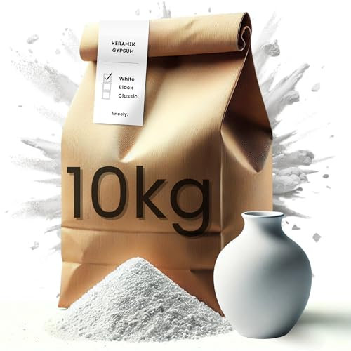 Fineely® Gesso in ceramica bianca – 10 kg – ideale per stampi da colata, modellazione e progetti fai da te | asciugatura rapida e fine | perfetto per artigianato, sculture | scarico liscio