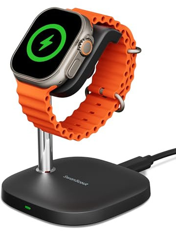 SwanScout 505A Fast Ladestation für Apple Watch 10, 5W Magnetisches Ladegerät für Apple Watch Ultra 2/9/8/7/6/5/4/3/2/SE 2 (Black)