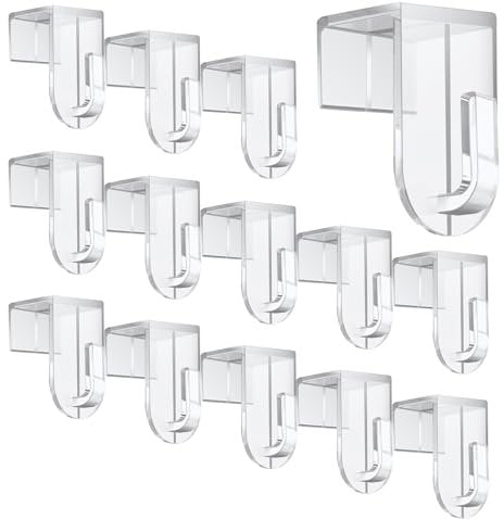 AMFUN Ganchos de Cortina Transparente, 14 Piezas Ganchos de Cortina Universales, Ganchos de Cortina para Colgar, para Colgar la Decoración de la Ventana