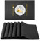 AUAUY Tischsets Abwaschbar 6er Set, Platzset PVC Hitzebeständig rutschfest Abgrifffeste, Gewebte Platzdeckchen, Platzdeckchen für Küche Speisetisch Hotel, Platz-Matten 45x30cm (Schwarz)