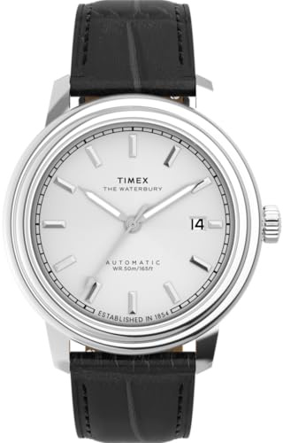 Timex Herren Analog Automatisch Armbanduhr mit einem Lederband Waterbury Metropolitan