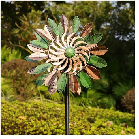 LVSHUOHC Windspiele FüR DraußEn Metall Solar-Wind-Plug-In Mit Farbwechsel ， WindräDer FüR Den Garten Wasserdicht Und Rostfrei ， Windspiele Aus Metall Geeignet FüR Die Dekoration Im Innenhof,Green