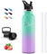 Gourde Isotherme, Gourde 1l, Sans BPA, Bouteille Isotherme, Anti Fuite, Gourde Inox, Double Isolation, Gourde Paille Adulte, Facile à Nettoyer, Gourde Reutilisable, pour Voyage, Camping, Randonnée