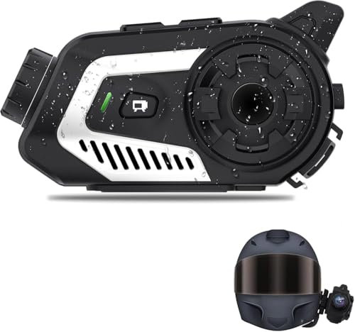 OBEST Auriculares Casco Moto,Auriculares Intercomunicación Bluetooth para Moto con Cámara 2K,Intercomunicador manos libres inalámbrico para 6 personas 800M,Ángulo Amplio 140°/Compartir música/Radio FM