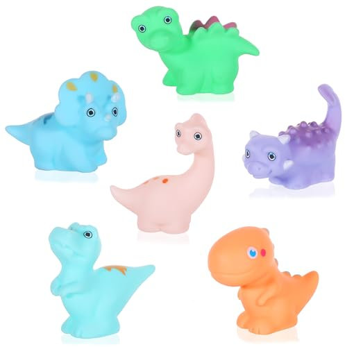 TranRantic 6 Stück Badespielzeug Baby ab 1 Jahr, Dinosaurier Badewannenspielzeug, Kein Loch Schwimmbad Wasserspielzeug Kinder für Jungen und Mädchen