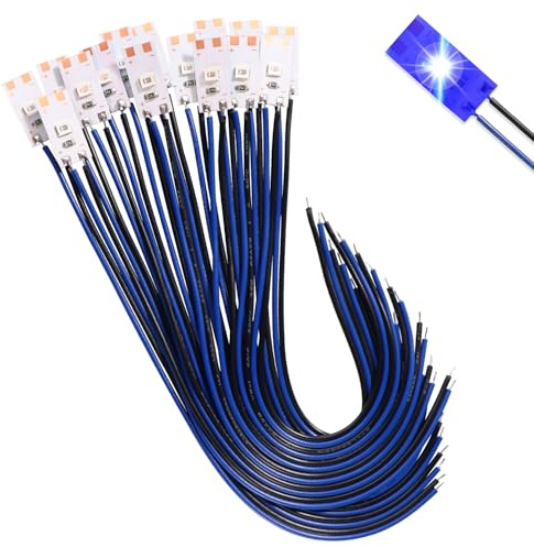 Lyeteung 15 Stücke 17mm 12V - 18V Vorverdrahtete LED Streifen, 2835 Modellbau LED Beleuchtung, Flexibler LED-Lichtstreifen für Modelleisenbahn, Blau