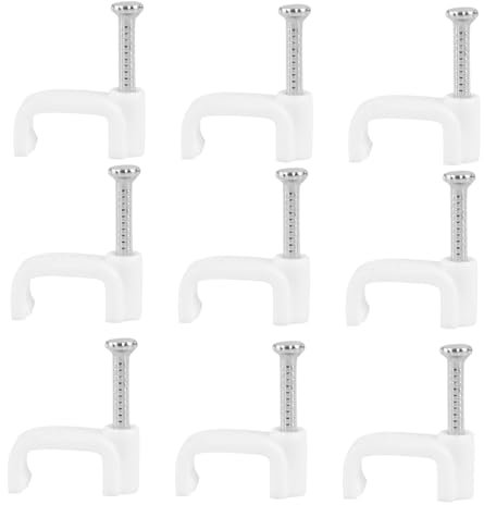 Gatuida 500Stücke Kabelclips für Ethernet und Telefonkabel Weiße Kunststoffklemmen zur Wandmontage und Kabelorganisation Einfache Installation mit Hammer für Zuhause