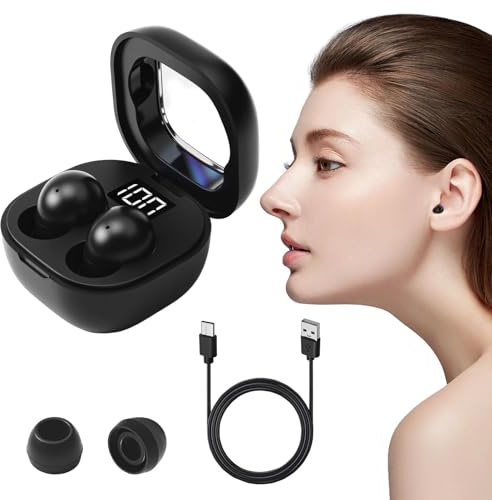 Amztour Sleep Earbuds Bluetooth 5.3 Invisible Sleep Wireless Earphone Noise Cancelling Sleeping Headphones for Running, Gaming, Sleeping with Charge Case Side Sleeper Design Earbuds