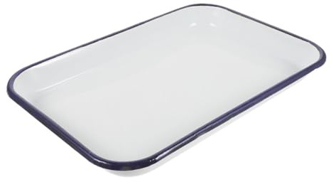 LABRIMP Bandeja de Horno Esmaltada Rectangular 34X44X32 CM Bandeja Antiadherente de Cerámica Blanca para Hornear Galletas y Panecillos Apta para Lavavajillas Adecuado para Cocina y