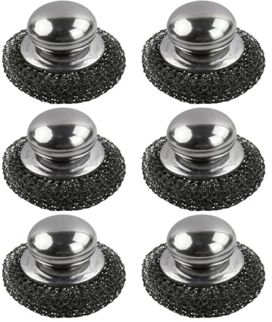 Lot de 6 éponges à récurer en acier inoxydable de qualité supérieure avec poignée, idéales pour la saleté tenace dans les casseroles, les poêles et les barbecues, réutilisables et durables