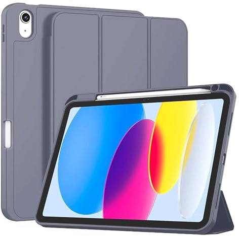 Techsuit für iPad 10 2022 und iPad 11 2025 Hülle mit Stifthalter, Dreifach Ständer, Schlankem Design, Auto Sleep Wake, Präzisen Aussparungen, Flex Trifold Series, Lila