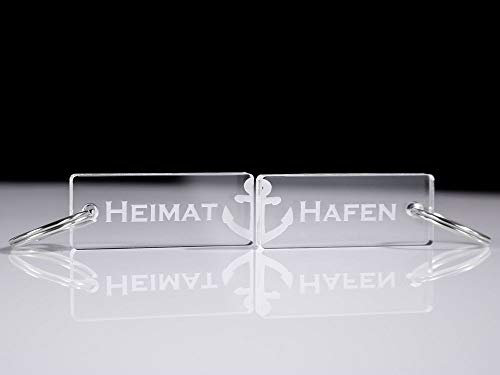 CHRISCK design 2 Schlüsselanhänger Paar mit Wunsch-Gravur Namen Spruch und Anker aus massivem Acrylglas Valentinstaggeschenke mit Liebe schöne Geschenk-idee zum Valentinstag