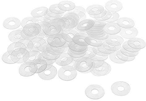 sourcing map 200 Stk. Flache Unterlegscheibe Nylon M6 Dichtung 18mm AD 6mm ID 0,9mm Dicke Klar für Wasserhahn Rohr Wasserschlauch Isolierung Schrauben
