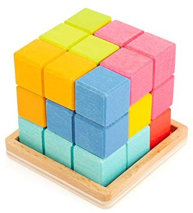 small foot 11346 3D Puzzle Würfel, bestehend aus 7 Teilen, Denkspiel ab 5 Jahren