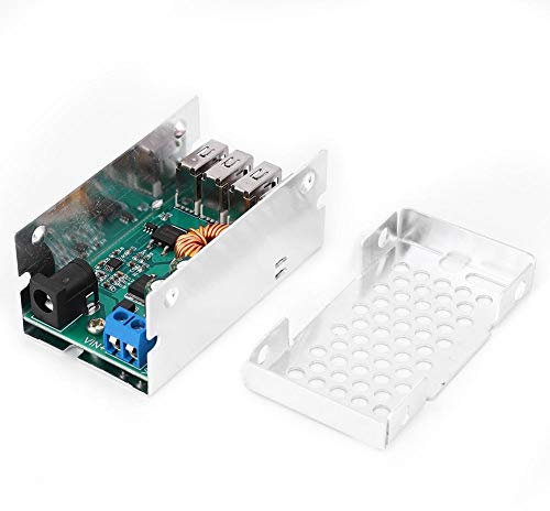 24V/12V a 5V 5A 4 Salida USB Módulo de Fuente de alimentación Reductor Regulador de Voltaje del convertidor Reductor con Carcasa de Aluminio