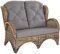 Rattan-Sofa 2-Sitzer Korbsofa Sofa wie Ohrensessel Hochlehn-Sofa Wintergarten Couch Rattanmöbel Grau Natur