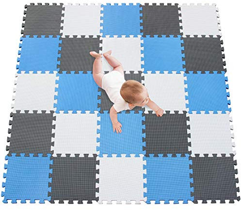 meiqicool Puzzlematte | Sanfte Baby-Bodenmatte | Kinderspielteppich Spielmatte Spielteppich Schaumstoffmatte Kinderteppich 142 x 142 cm Schutzmatte 25 Stück AGL