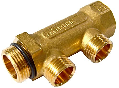 Collettore di distribuzione lineare in ottone a 2 vie con uscite 1/2''x16