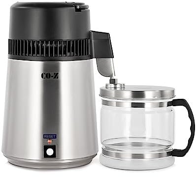 CO-Z Water Distiller, Stainless Steel Distilling Pure Water Machine for Home Countertop Table Desktop, 4L Distilled Water Making Machine, 4 Liter Water Purifier for Home,Brushed Silver