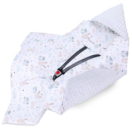 Einschlagdecke Babyschale Baby Decke 90x90 cm - Fußsack Blanket für Kinderwagen und Autositz Ganzjahres für Neugeborenen und Kleinkinder Einschlagsdecken für 3 und 5 Punkt Gurt Minky